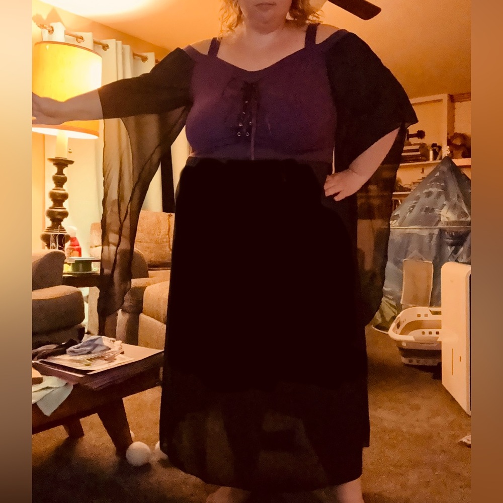 Purple and Black Sheer Dress Fairy Renaissance Cottagecore 3XL